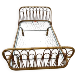 Day-bed ondaflex bambou et rotin 1960