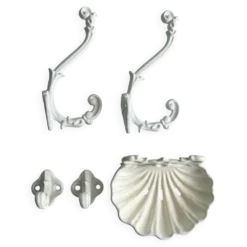 Décor salle de bain, patères, porte-savon, accroches en métal blanc