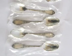 Deetjen lot de 6 cuillères à café ou dessert en métal argenté rubans croisés neuf 14,5 cm