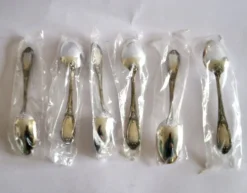 Deetjen lot de 6 cuillères à café ou dessert en métal argenté rubans croisés neuf 14,5 cm
