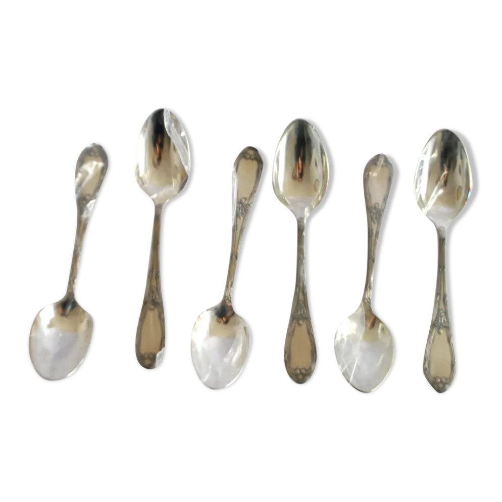 Deetjen lot de 6 cuillères à café ou dessert en métal argenté rubans croisés neuf 14,5 cm
