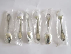 Deetjen lot de 6 cuillères à café ou dessert en métal argenté rubans croisés neuf 14,5 cm