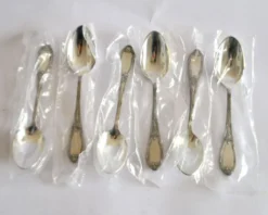 Deetjen lot de 6 cuillères à café ou dessert en métal argenté rubans croisés neuf 14,5 cm