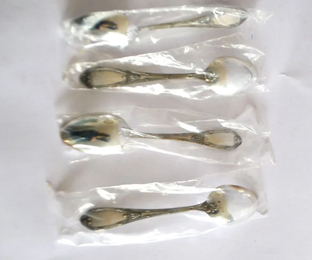 Deetjen lot de 6 cuillères à café ou dessert en métal argenté rubans croisés neuf 14,5 cm