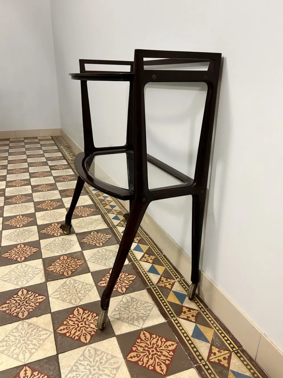 Desserte acajou et verre années 50