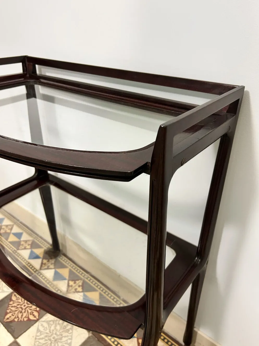 Desserte acajou et verre années 50