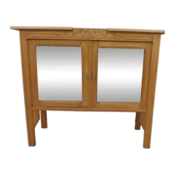 Desserte Art Déco en bois, 2 portes vitrées.
