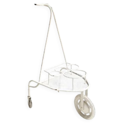 Desserte / Bar roulant en métal perforé laqué blanc dans le goût de Matégot Vintage des années 50