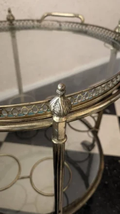 Desserte chariot bar en laiton et verre