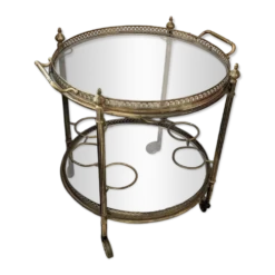 Desserte chariot bar en laiton et verre