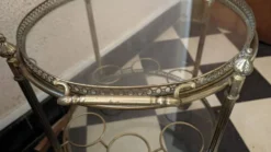 Desserte chariot bar en laiton et verre