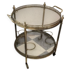 Desserte chariot bar en laiton et verre