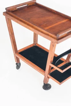 Desserte/chariot de bar vintage en chêne. Plateau amovible. France 1950s