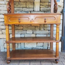 Desserte console ancienne noyer blond massif