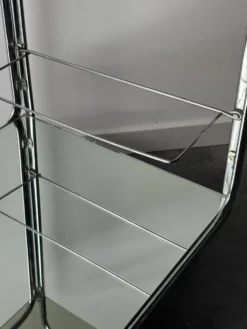 Desserte de bar mid-century en métal chromé, verre et miroir, 1960