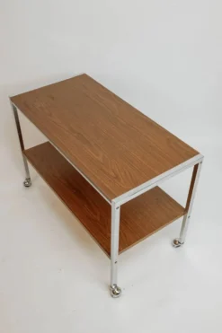 Desserte de bar vintage, années 70 - bois et chrome