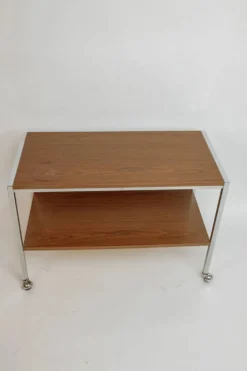 Desserte de bar vintage, années 70 - bois et chrome