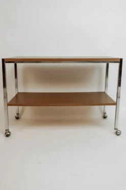 Desserte de bar vintage, années 70 - bois et chrome
