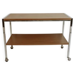 Desserte de bar vintage, années 70 - bois et chrome