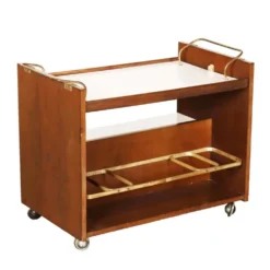 Desserte de cuisine vintage en stratifié et placage de noyer, design années 1970