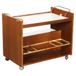 Desserte de cuisine vintage en stratifié et placage de noyer, design années 1970