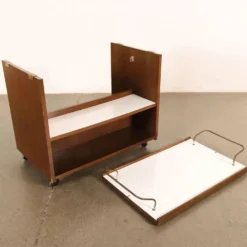 Desserte de cuisine vintage en stratifié et placage de noyer, design années 1970