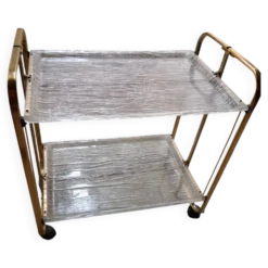 Desserte dorée en plexiglas