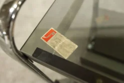 Desserte Echts Kristall Spiegelglas Parsol 1980 verre fumé et chrome