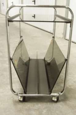 Desserte Echts Kristall Spiegelglas Parsol 1980 verre fumé et chrome