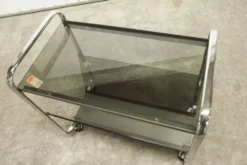 Desserte Echts Kristall Spiegelglas Parsol 1980 verre fumé et chrome