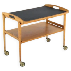 Desserte en bois de style mid-century moderne avec plateau amovible