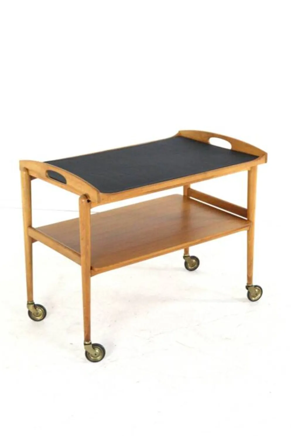 Desserte en bois de style mid-century moderne avec plateau amovible