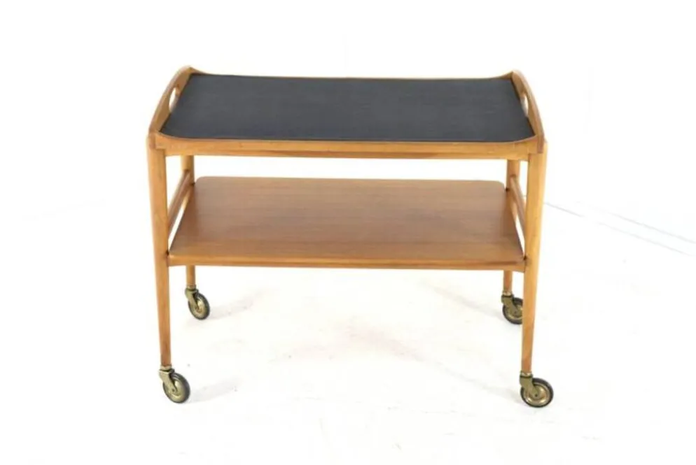 Desserte en bois de style mid-century moderne avec plateau amovible
