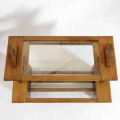 Desserte en chêne et verre des années 50-60