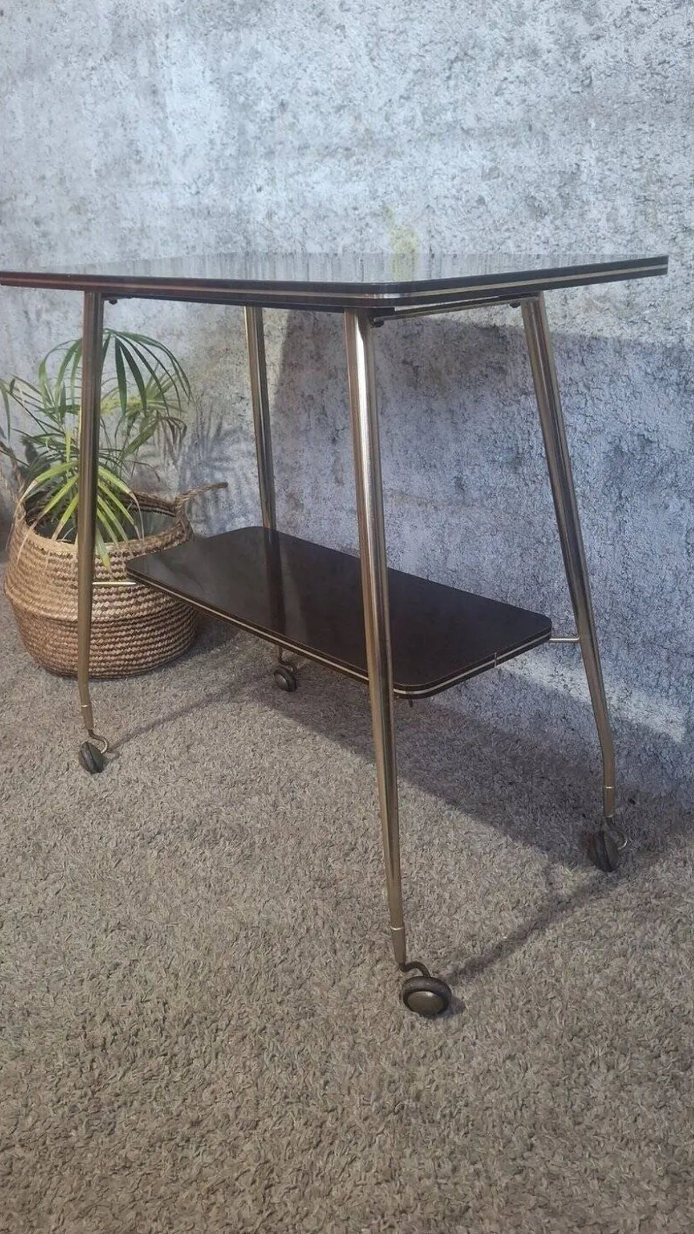 Desserte en laiton et formica annees 50/60