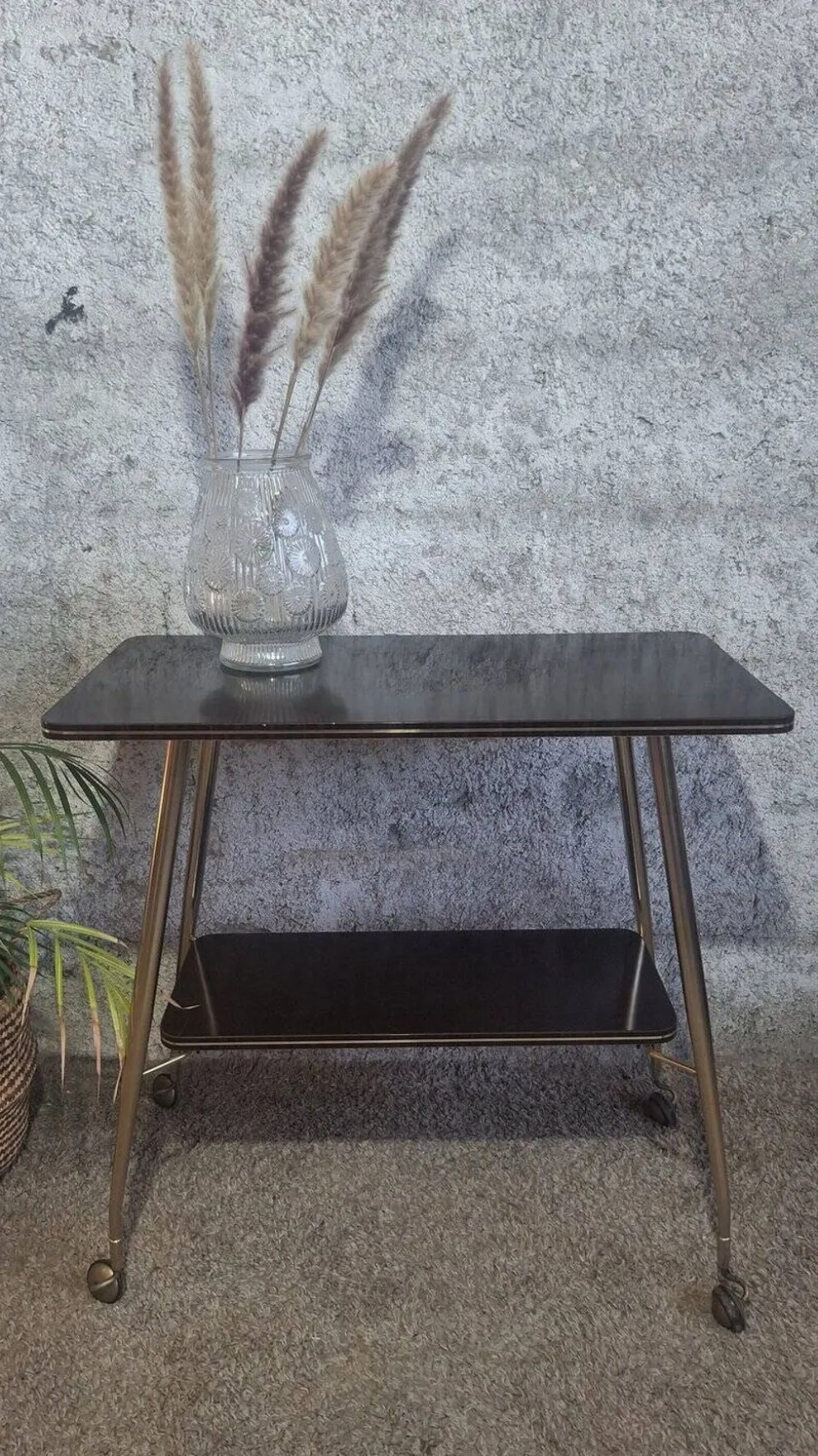 Desserte en laiton et formica annees 50/60
