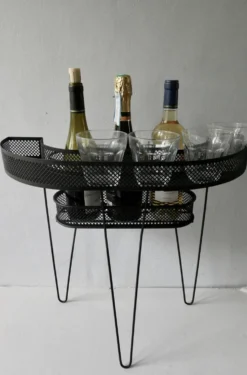 Desserte en métal noir, années 60