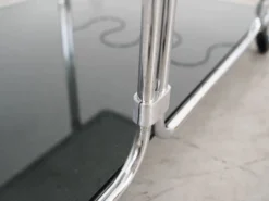 Desserte en verre sur roulettes, Italie années 1970