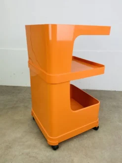 Desserte Flair pour Prisunic en plastique orange, seventies