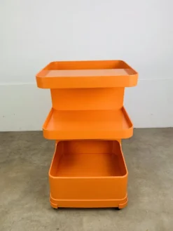 Desserte Flair pour Prisunic en plastique orange, seventies