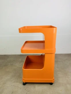 Desserte Flair pour Prisunic en plastique orange, seventies