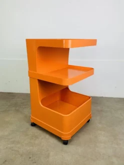 Desserte Flair pour Prisunic en plastique orange, seventies