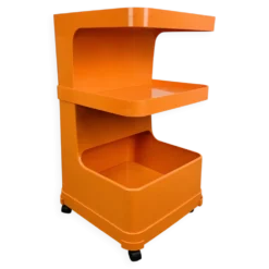 Desserte Flair pour Prisunic en plastique orange, seventies
