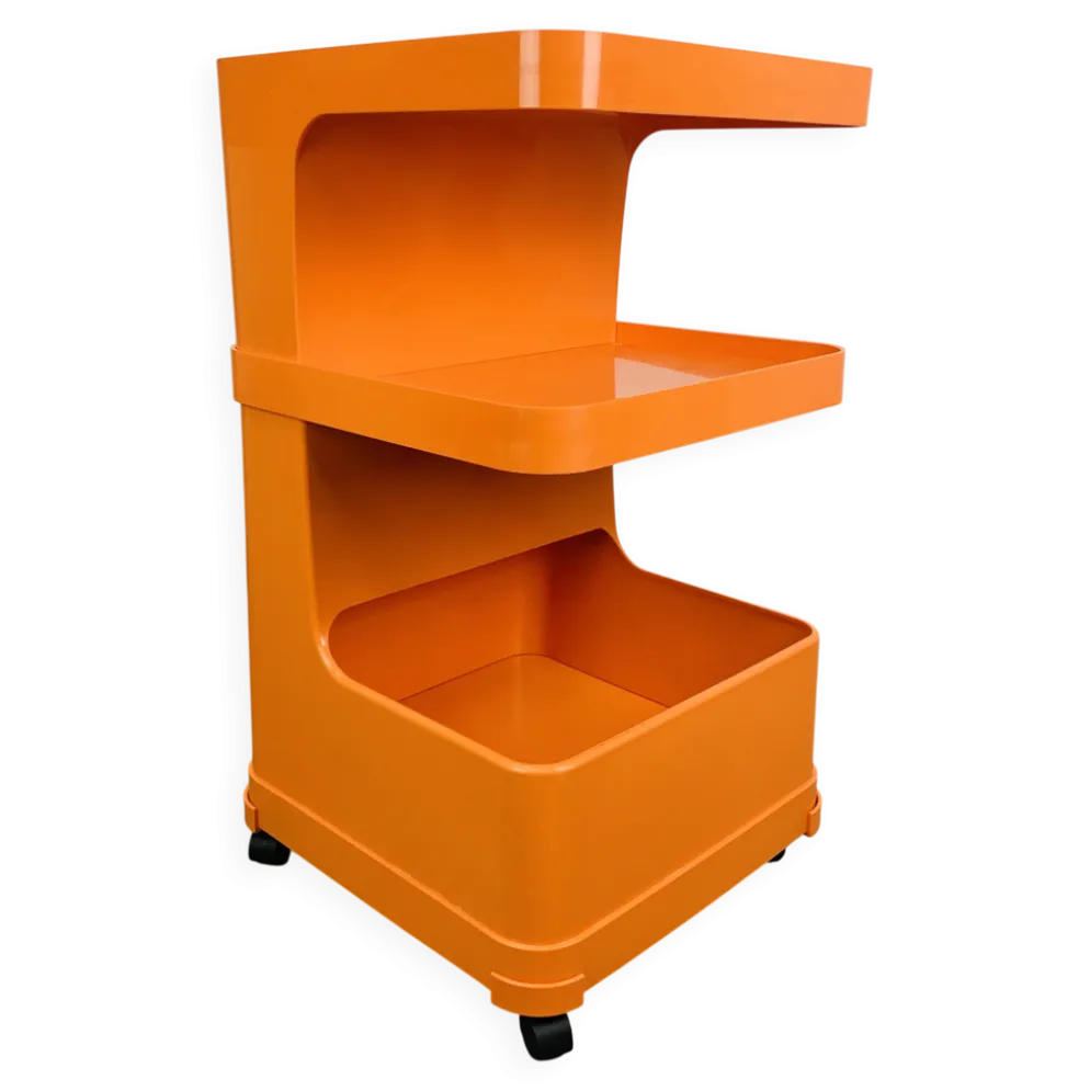 Desserte Flair pour Prisunic en plastique orange, seventies