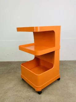 Desserte Flair pour Prisunic en plastique orange, seventies