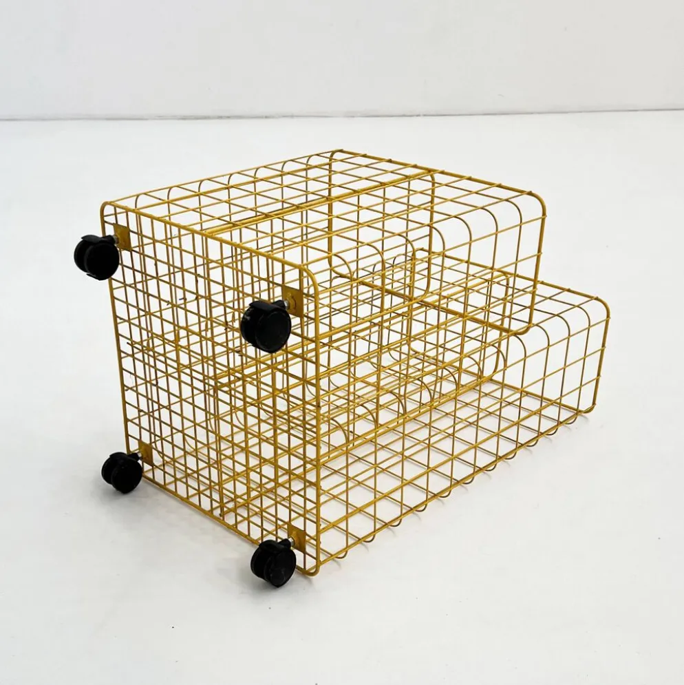 Desserte jaune en métal, 1980