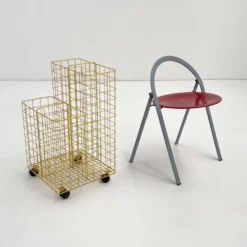 Desserte jaune en métal, 1980