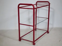 Desserte Memphis en métal et verre, années 1980