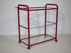 Desserte Memphis en métal et verre, années 1980