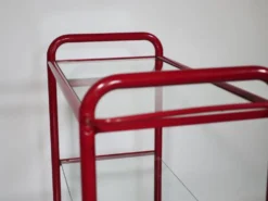 Desserte Memphis en métal et verre, années 1980